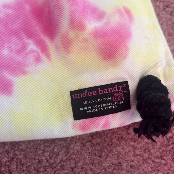 UNDEE BANDZ Drawstring Bag Pink and Yellow Tie Dye Y2K - Picture 3 of 6